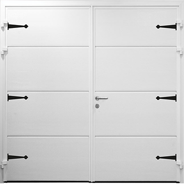 Teckentrup side hinged in Solid design with Coach House style mock hinges